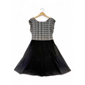 Maggie's Organics Striped Bodice Black Midi Dress Sz L